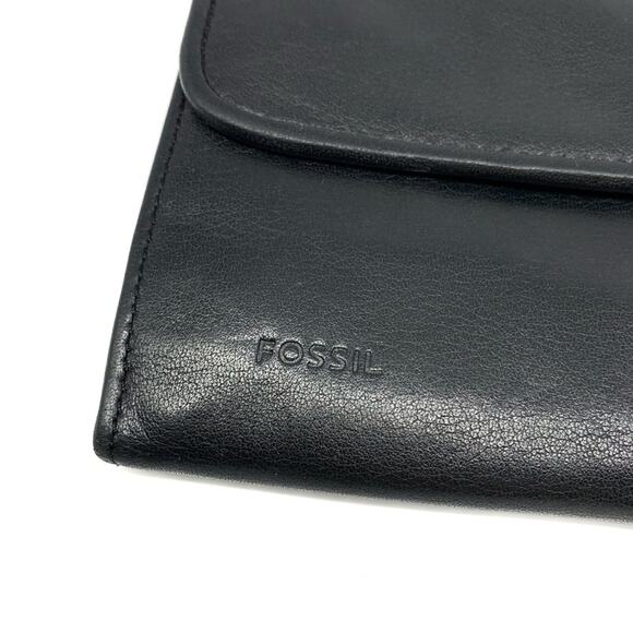 FOSSIL Trifold Leather Wallet Black - Picture 2 of 7